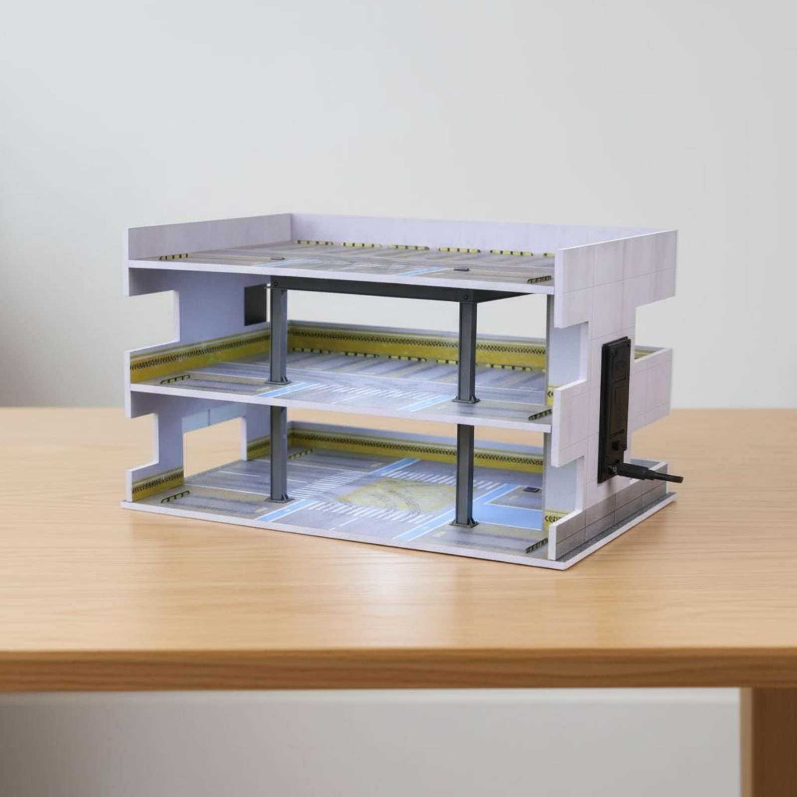 Diorama Garage 1:64 Bays Aperti Autorimessa Multipiano Porta USB-C Plastico