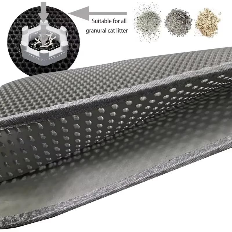 Tapis de litière double couche pour chat bac à sable bleu 55x75cm