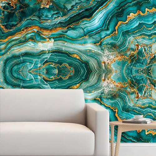 Image of Nuxovilar Green Gemstone Wallpaper Peel Stick Vinyl 15.75x39.37