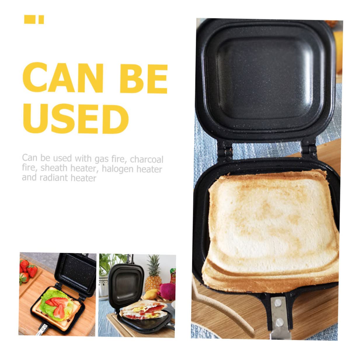 Sartén de Doble Cara Sandwichera Antiadherente para Freír Sándwiches y Huevos para Desayunos Rápidos la Cocina Utensilios de Cocina