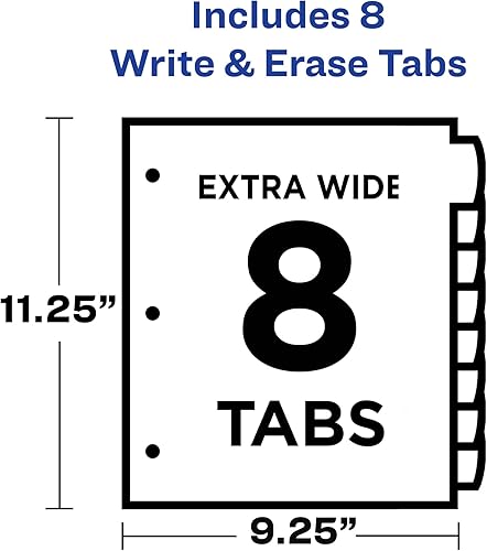 Miniatura 3 de Avery Separadores de plástico de bolsillo para carpetas de 3 anillas, juegos de 8 pestañas, multicolor, pestañas visibles más allá de los