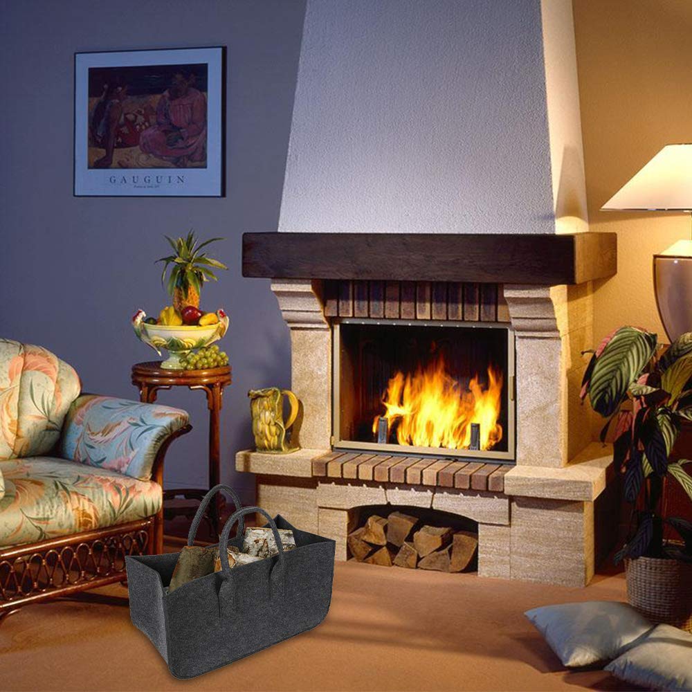 Felt Firewood Basket With Handles, Wood Firewood Carrier Firewood - View #7