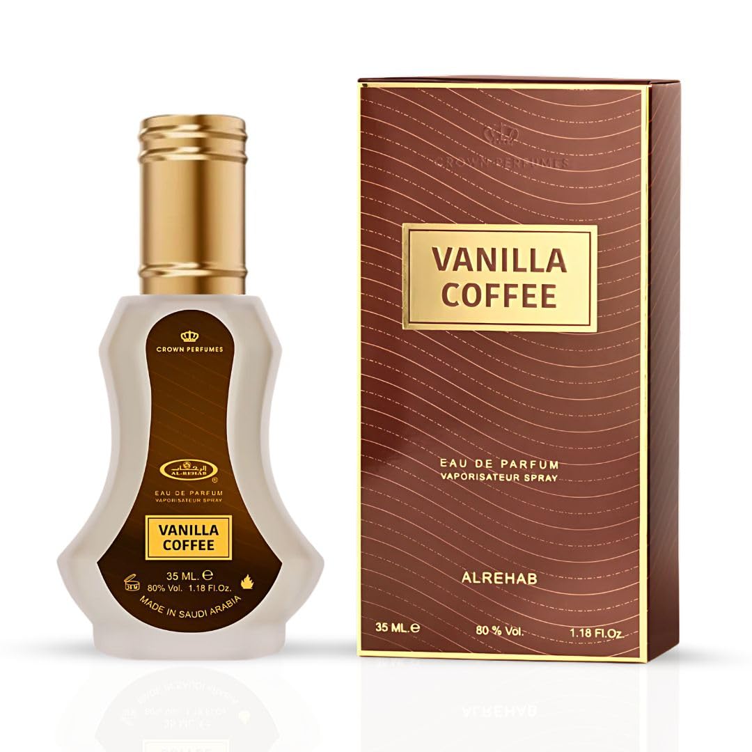 Al-Rehab Vanilla Coffee Eau De Parfum 35ml (1.18 oz) Long Lasting Arabian Perfume For Men & Women – A Captivating Blend of Lavender, Vanilla & Honey for Day or Night Use, Premium Women & Men's Perfume