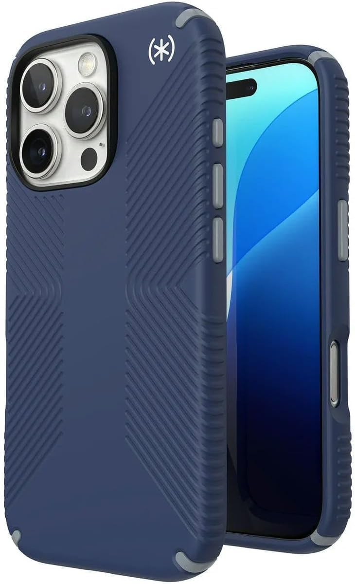 Presidio2 Grip Case for iPhone 16 Pro (6.3”) – Slim Protective Phone Case with Non-Slip Grip, Drop Protection, Scratch Resistant Cover, Coastal Blue