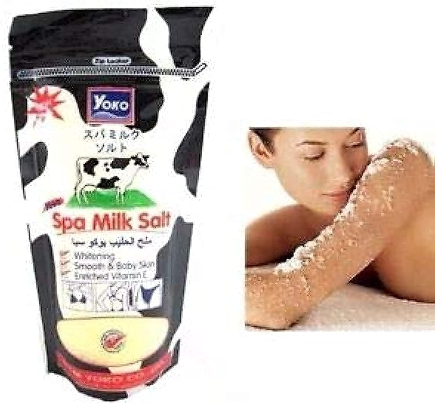 Pack of 2 Yoko Spa Milk Salt Body Scrub Skin Vitamin E, AHA Body Skin Care 300g X2p.(21 Oz) )
