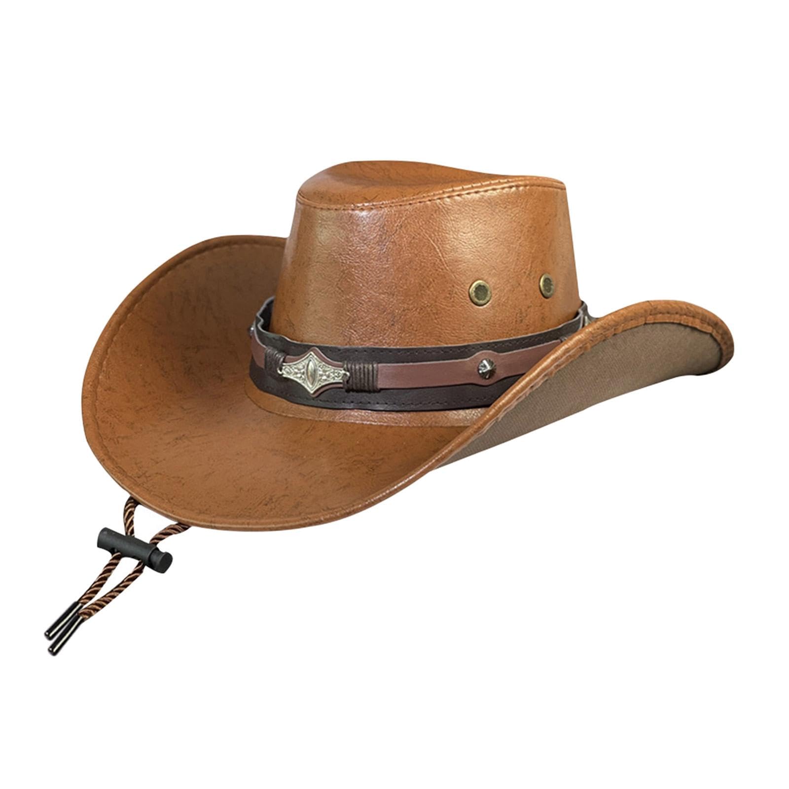 Western Cowboy Hat for Adults Sun Hat Casual Gentleman Jazz Hats Cowgirl Hat Brown