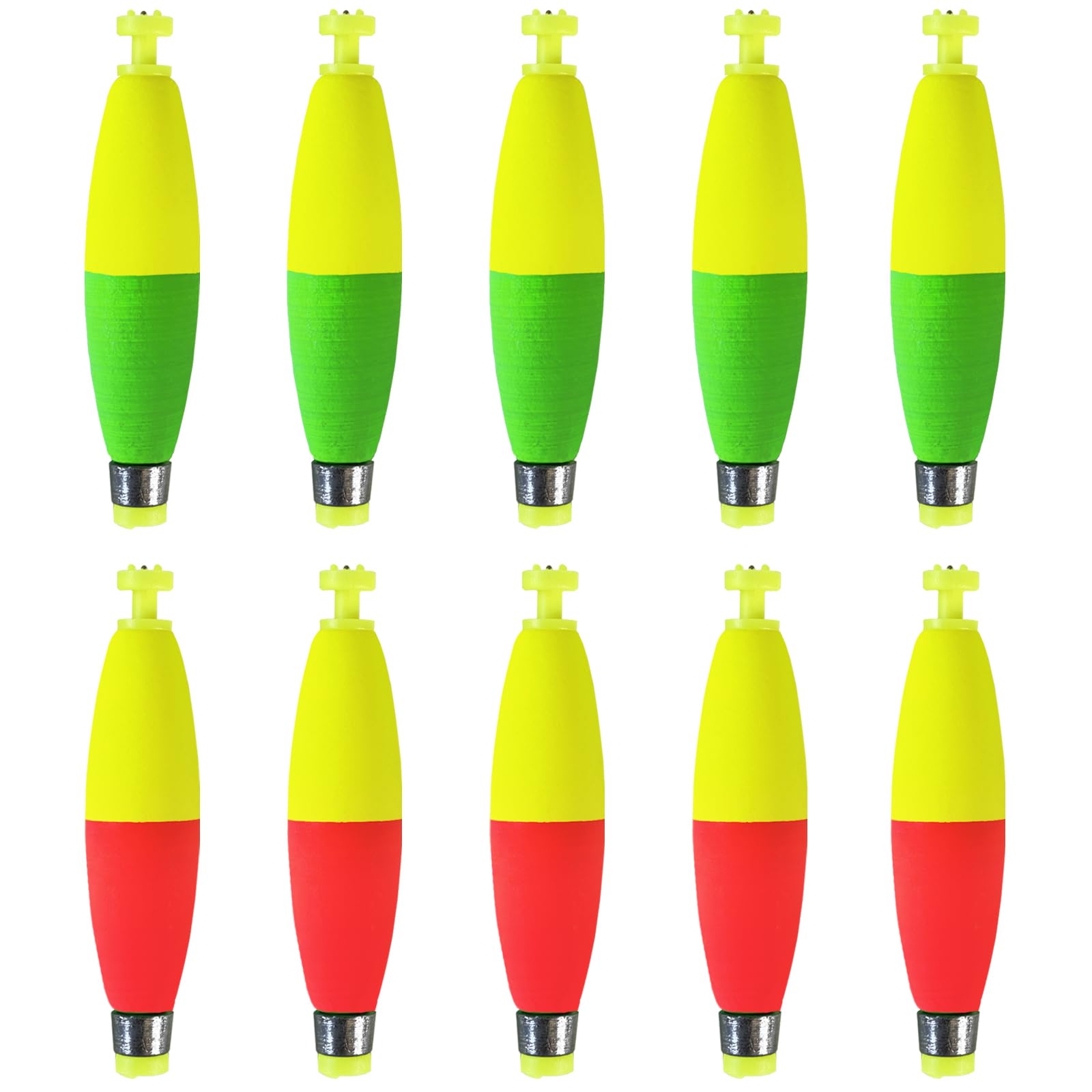 Bombite Weighted Bobbers for Fishing Floats EVA Foam Snap-on Fishing Bobbers for Crappie Bluegill Panfish Trout Catfish Bass 10 Packs