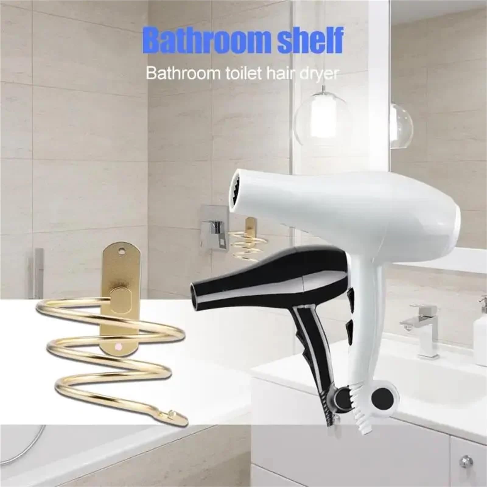 Soporte de secador Pelo montado en la Pared, Estante Aluminio for Espacio baño, Organizador Almacenamiento, Soporte for, estantes, 2 uds para secadores de Pelo(Black)
