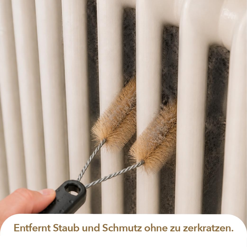 G.I.V. Heizkörperbürste U-Form 36cm für gründliche Heizkörperreinigung, flexible U-Form Bürste mit großem Kunststoffgriff für Lamellen & Zwischenräumen - Heizkörper bürste, Heizkörper reiniger - (3er)