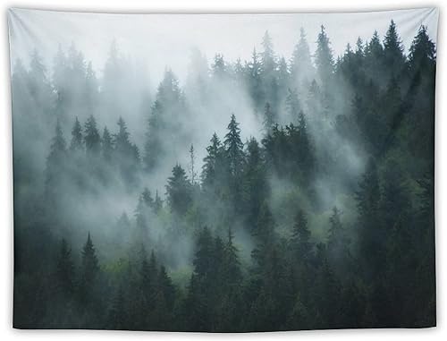 Miniatura 9 de Tapiz verde de montañas del bosque, paisajes de naturaleza, árboles, pájaros, animales, tapiz colgante de pared para dormitorio, sala de estar, 40 x