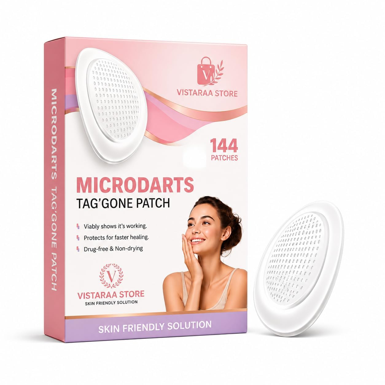 Vistaraa Store MicroDarts TAG'Gone Patch, 144 Microdart Patches for Skin Tag Care, Skin-Friendly Adhesive, Comfortable Wear, Easy to Apply, Drug-Free Patch for All Skin Types-image-36