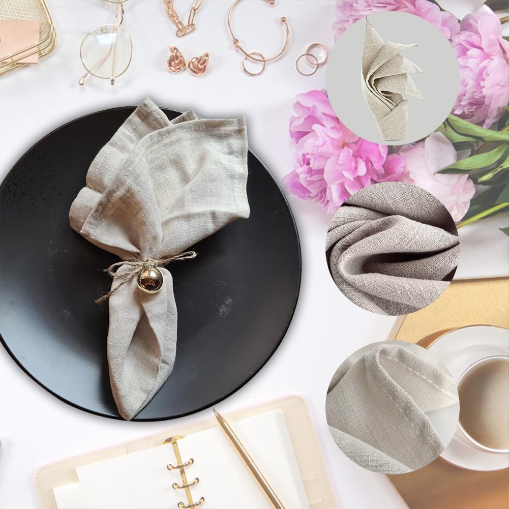 12er Set Stoffservietten 40x40cm - Leinen Baumwolle Für Nachhaltige Tischdekoration