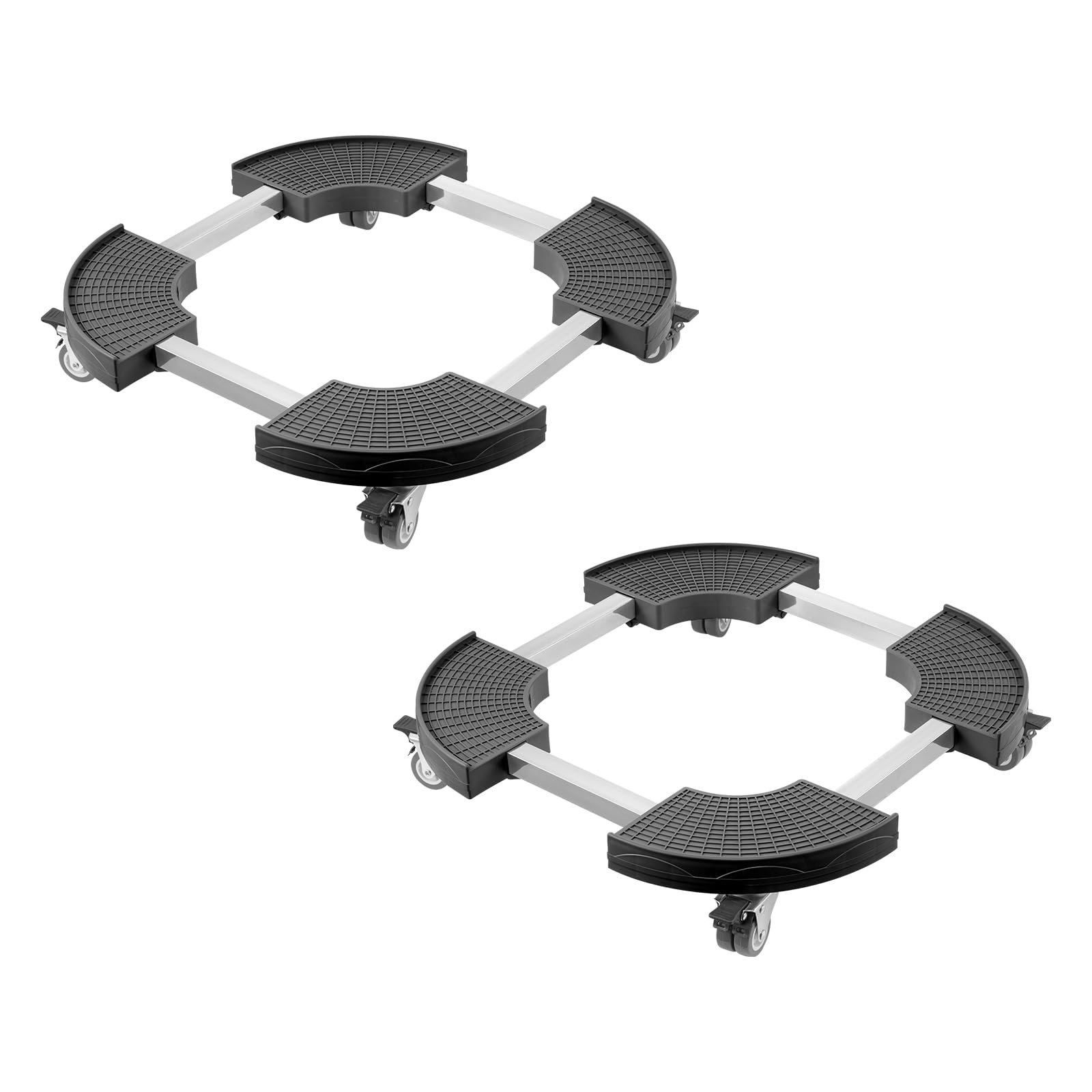 VEVOR Chariot à Poubelle Réglable 380-580 mm Socle à roulettes à Poubelles Rondes, Lot de 2, Capacité Charge 181,4 kg, avec 4 Roues Pivotantes Verrouillables, Chariot Plantes Multifonctionnel Robuste