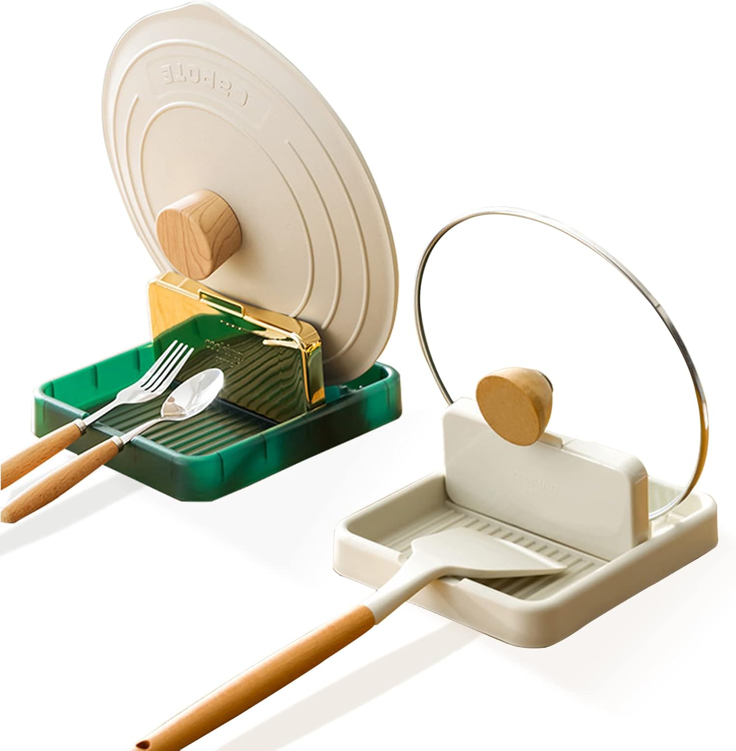 2 Packs Spoon Rest with Lid Holder for Stove Top