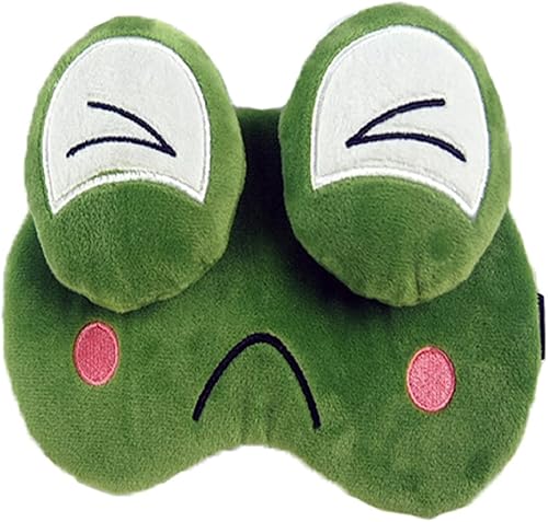 Máscara de dormir con diseño de rana verde triste de Aniaml de dibujos animados para dormir con ojos grandes, cubierta de ojos para mujeres,