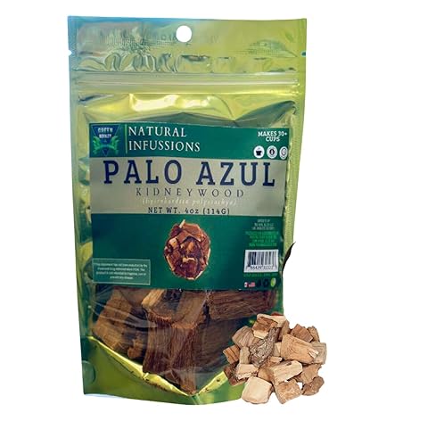 Te Herbal Palo Azul 4 oz (114gr) Té de hierbas de madera de riñón (Palo Azul) Bolsa resellable hecha a mano por Nature100% té fresco natural, sin