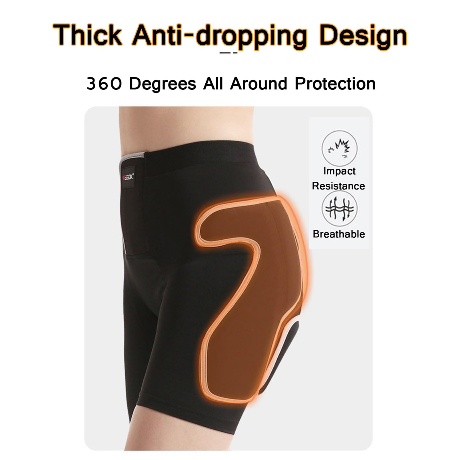 Shorts Rembourrés pour le Vélo Short À Coussinets Protection EVA Short D'impact pour Snowboard pour Ski Snowboard Skateboard Hommes Femmes Jeunes Enfants