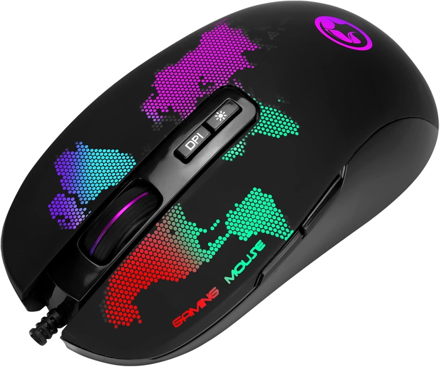 Top view of Marvo M422 Gaming Mouse showing DPI button and scroll wheel
