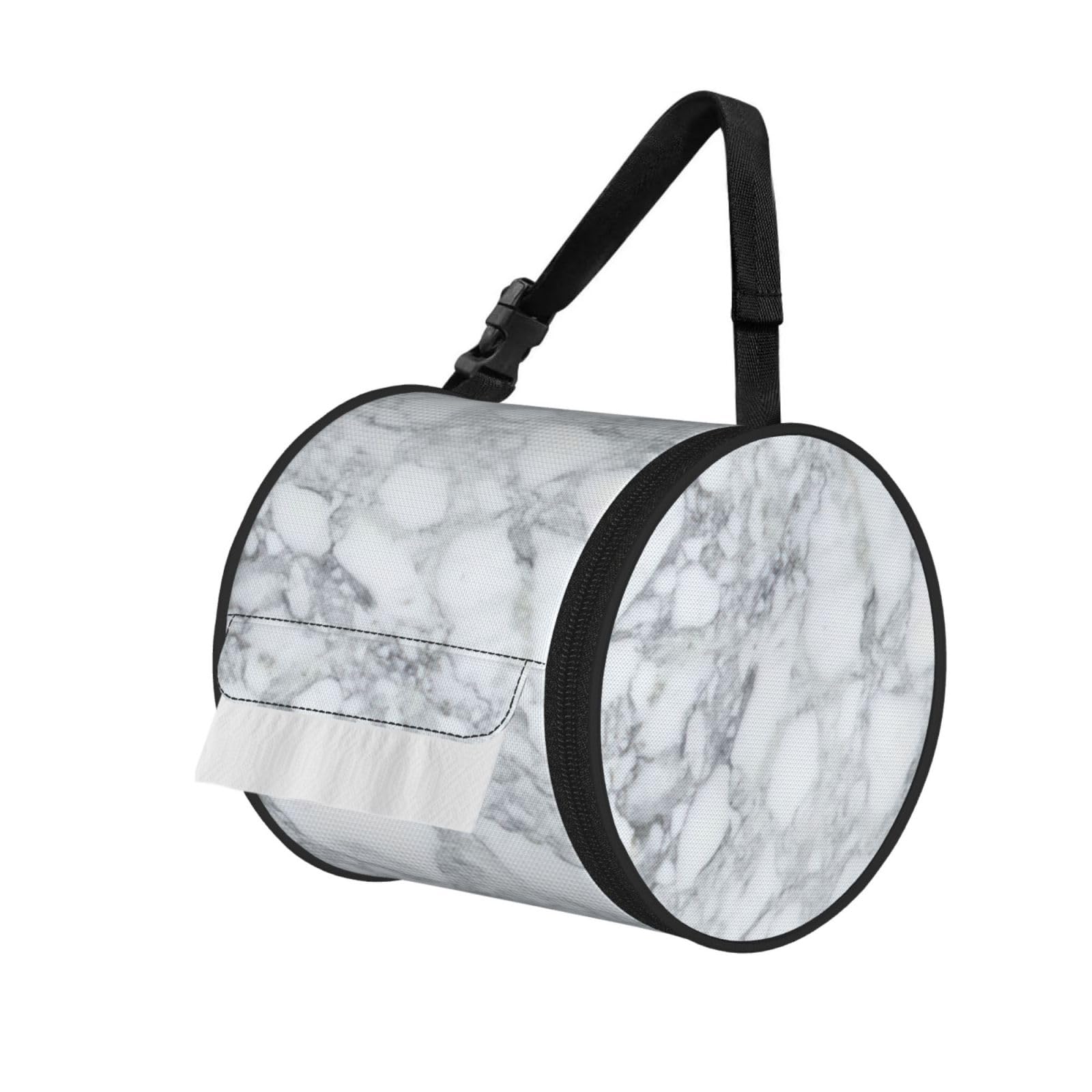 Light black marble Printed Toilet Paper Holder Bag, Adjustable Strap Roll Paper Organizer for Car Kitchen Outdoor
