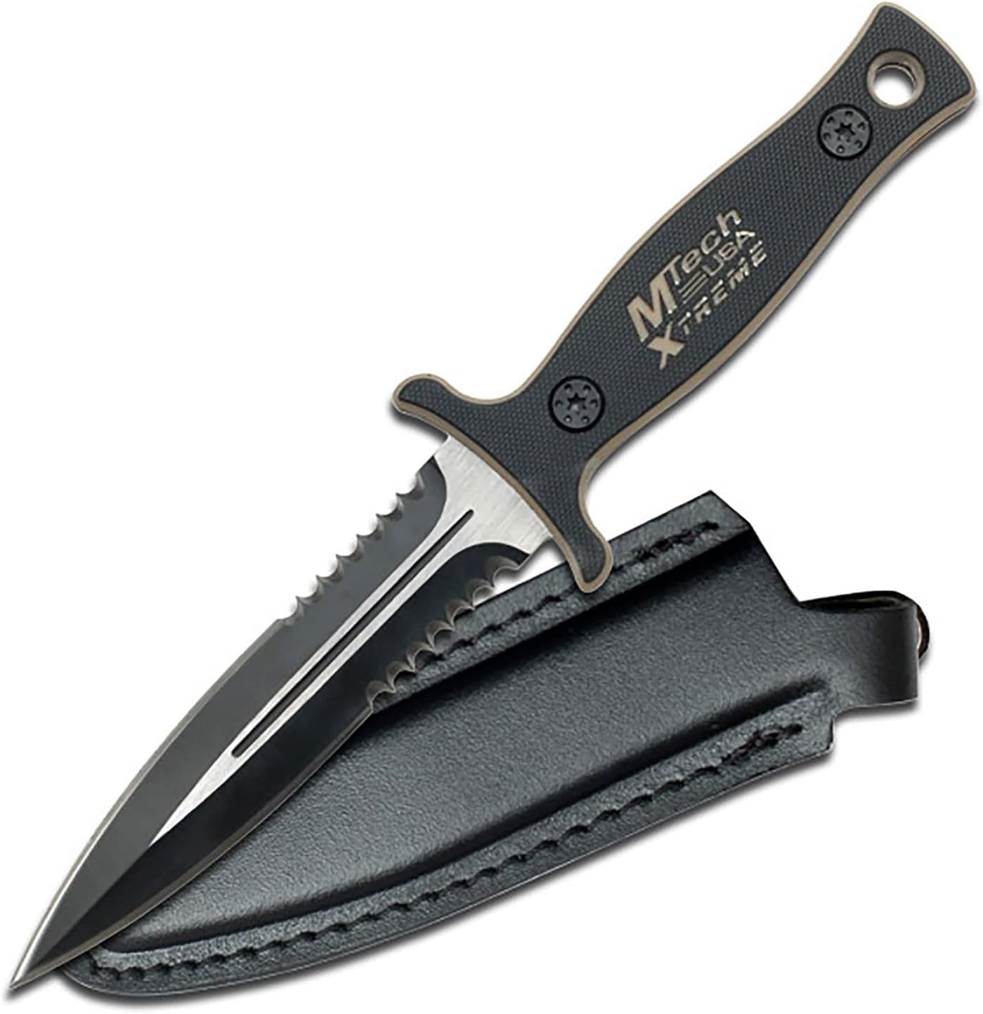 MTech USA Xtreme MX-8059 Series Fixed Blade Tactical Knife, Two-Tone Half-Serrated Blade, 9-Inch Overall