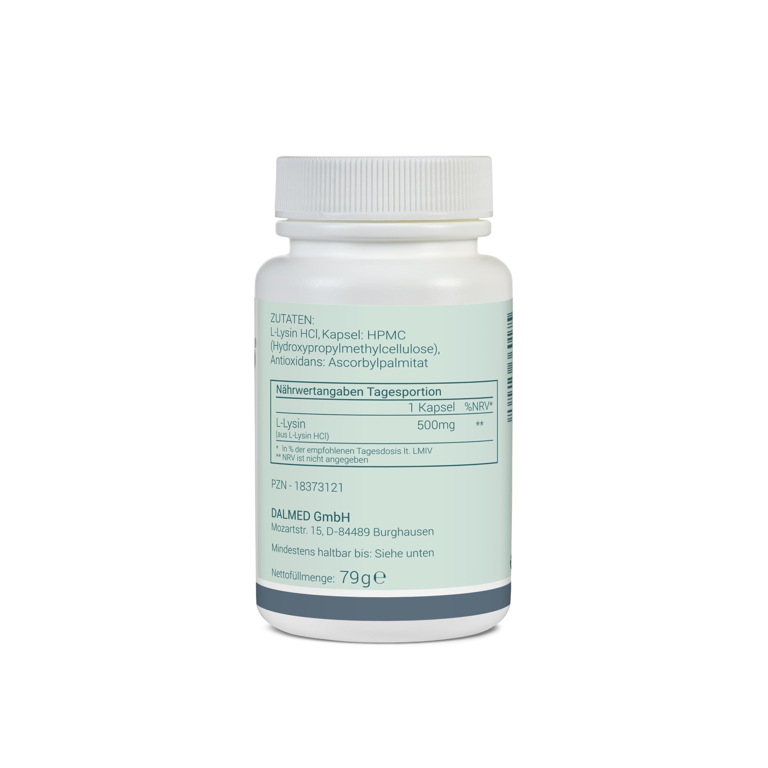 L-Lysin - 120 Kapseln (1 Kaps. enthält: 500mg L-Lysin HCl) - Premium Qualität - ohne Zusätze - reine und hochwertige Substanzen