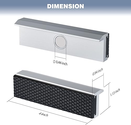 Miniatura 4 de Mordazas de tornillo de banco de 4 pulgadas con imanes de tierras raras, almohadillas universales suaves con imán fuerte, protector multiusos para