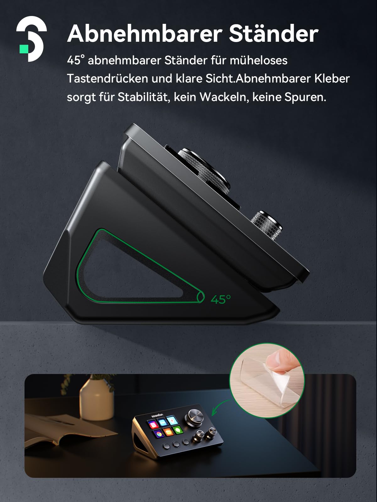 SOOMFON Stream Controller Deck SE Schwarz, 6 LCD Makrotasten & Drehknöpfe, auslösen von Aktion in Software wie OBS, Voicemod, Twitch, YouTube, für Streaming & Gaming, kompatibel mit Mac & Windos