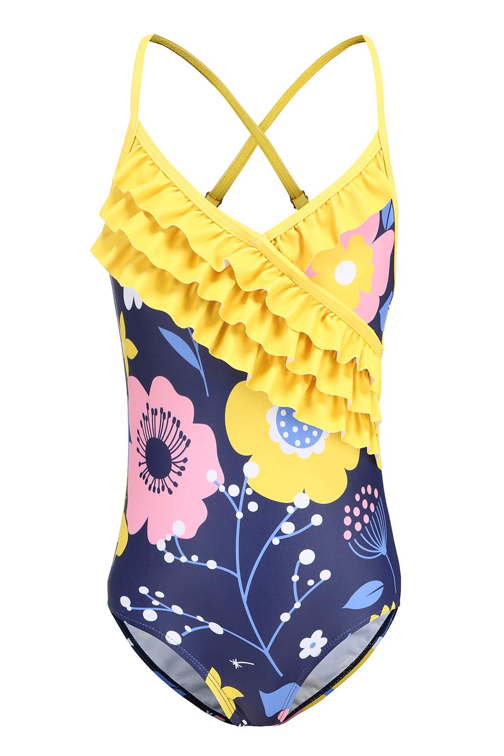 Girls One Piece Swimsuits Hawaiian Ruffle Swimwear Beach Bathing Suit