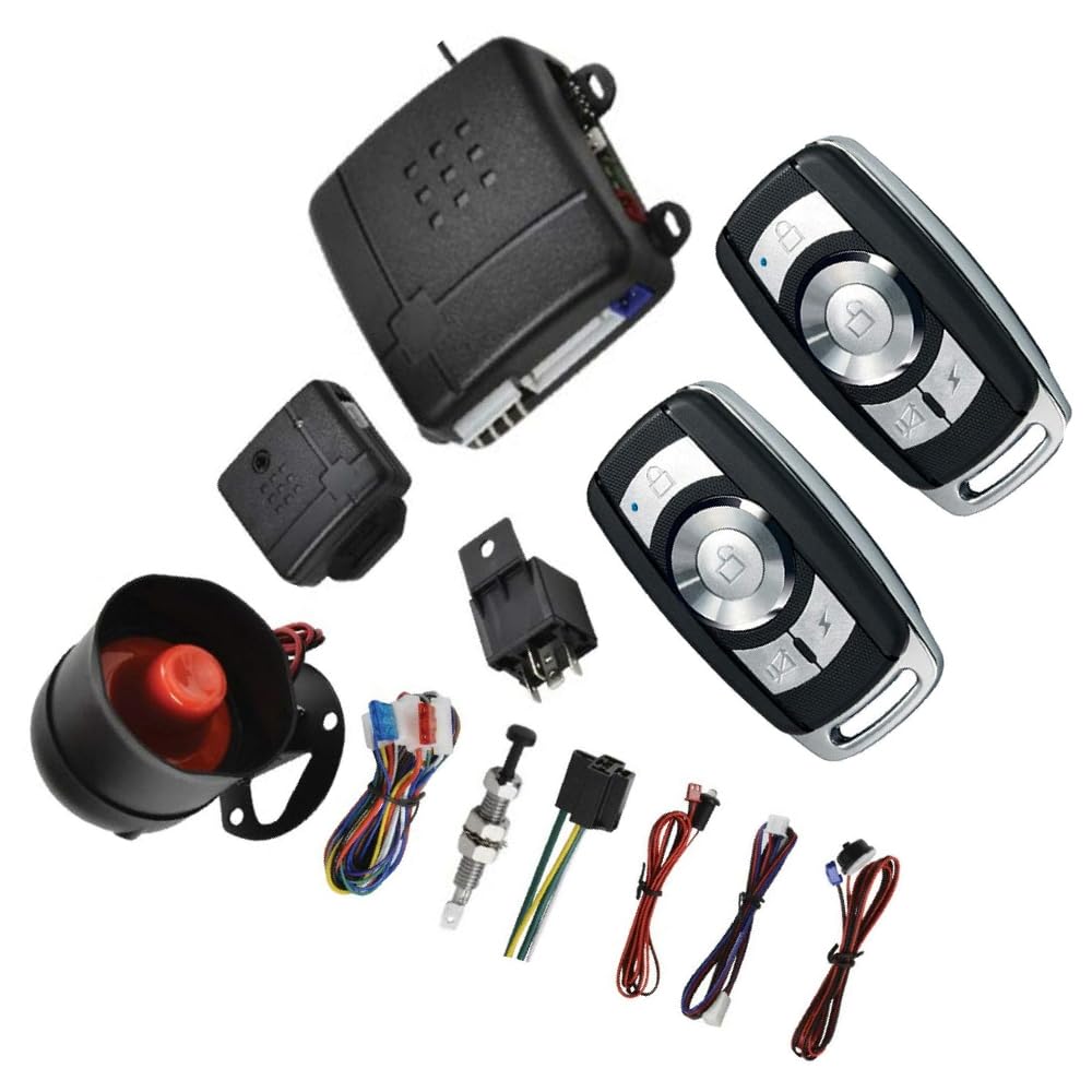 Riloer Kit de système d'entrée sans clé de voiture avec 2 télécommandes Contrôle sans effort Compatible avec tout véhicule équipé de systèmes de verrouillage centralisé nécessitant un verrouillage