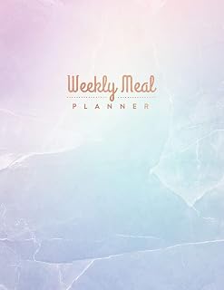 Weekly Meal Planner: Meal Planner Notebook and Grocery List - 1 Full Year of Meal Planning and Grocery Lists! - Rainbow Pastel Hue Marble (52 full weeks)