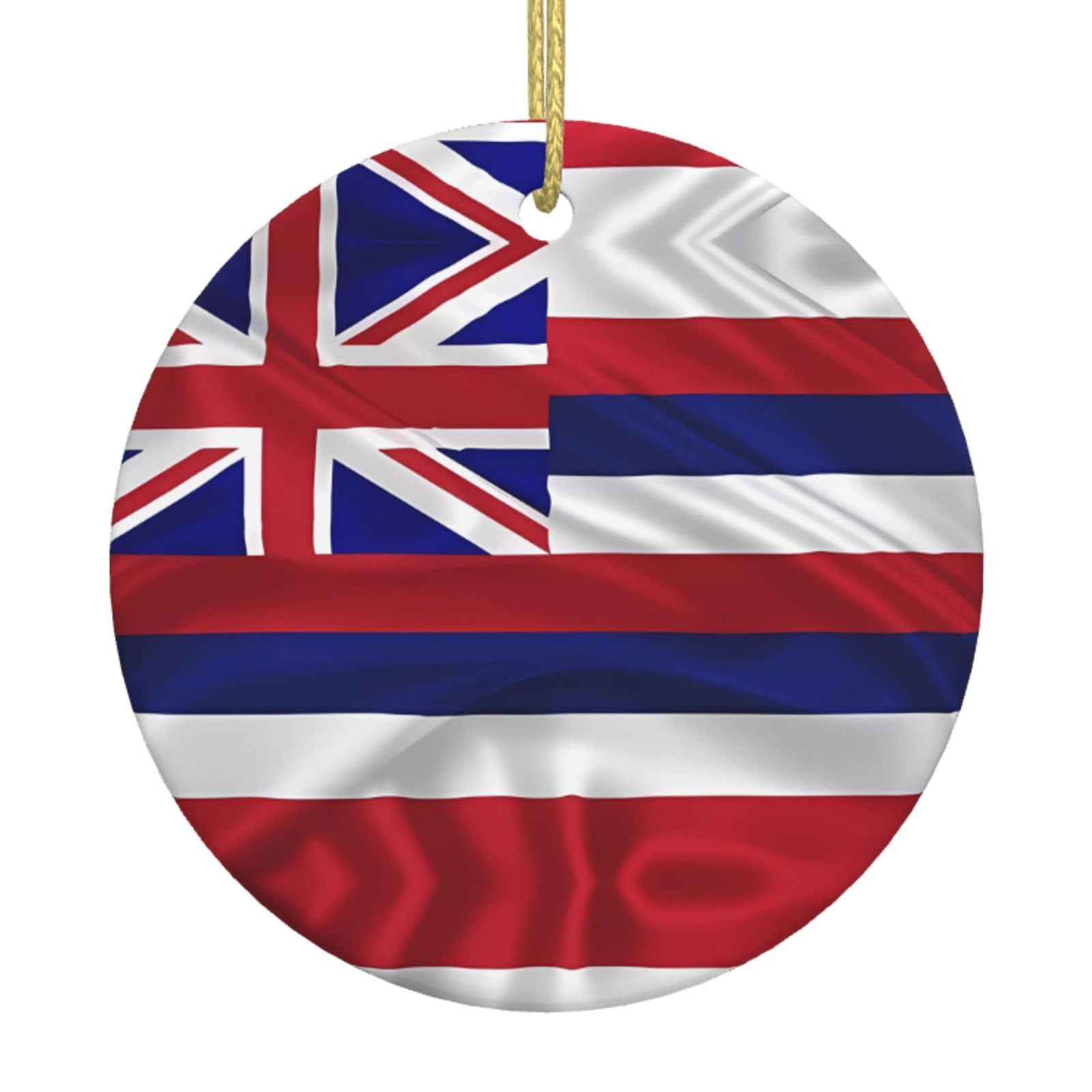 Flag of Hawaii American Printed Christmas Tree Ceramic Ornaments Holiday Decoration Christmas Unique Pendant for Christmas Party