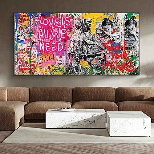 DRNAIETY Liefde is alles wat we nodig hebben graffiti kunst schilderij canvas print kunst poster en print street art… - Image 6