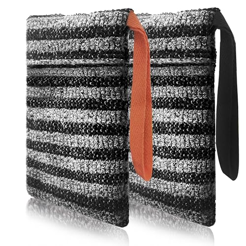 Beiskll 2 Pack Soap Bag Gentle Exfoliating,Bar Soap Pouch Saver Pocket, Body Scrubber Shower Bath Sponge Loofah (Grey)