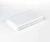 Vista 2 de Paquete de 2 protectores de almohada de tamaño estándar con cremallera, algodón egipcio con rayas de satén, color blanco, certificado Oeko-TEX