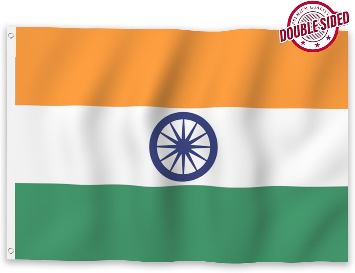 YongFoto India Flag 4x6ft Double Sided Vibrant Colors Indian Flags for Outdoors Celebrations Home Garden Porch Decoration National Flags with 2 Sturdy Grommets Machine Stitched 100% Polyester