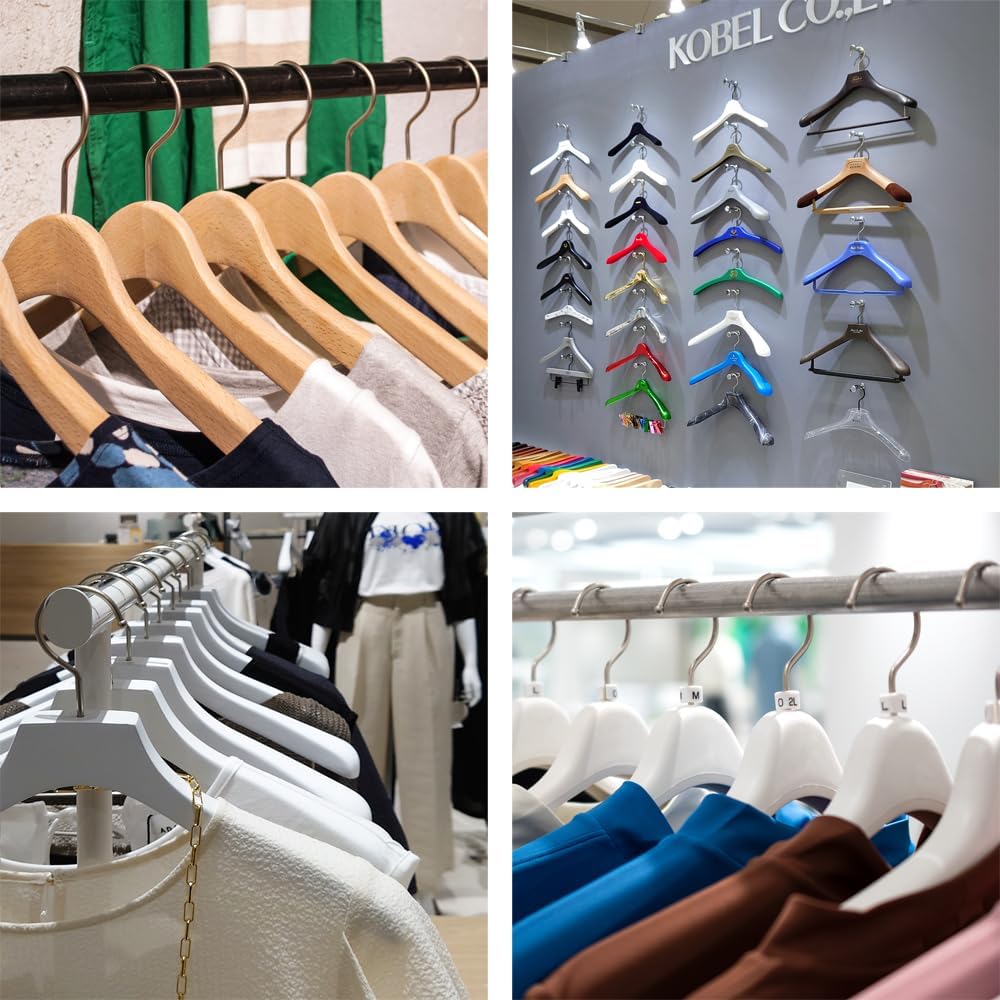 【KOBEL】メンズ用 シャツハンガー 50本セット 木製(ブナ材) 標準サイズ 肩幅420mm&times;肩厚15mm HA0442DB デ