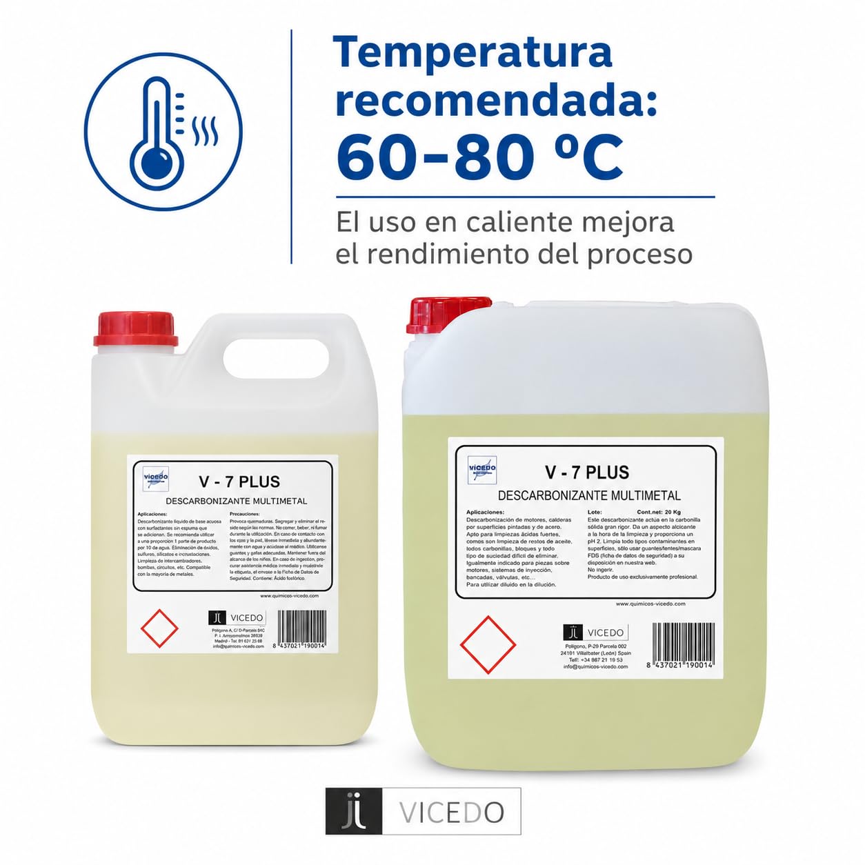 V-7 PLUS Descarbonizante para Ultrasonidos 20 L, Uso Directo, Multimetal, con Aditivo Potenciador, Elimina Carbonilla