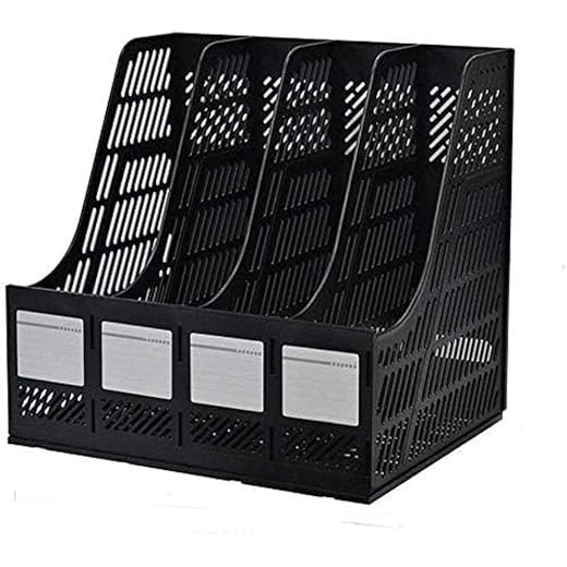 4 Tier Plastic Magazine File Rack - Multi-Color