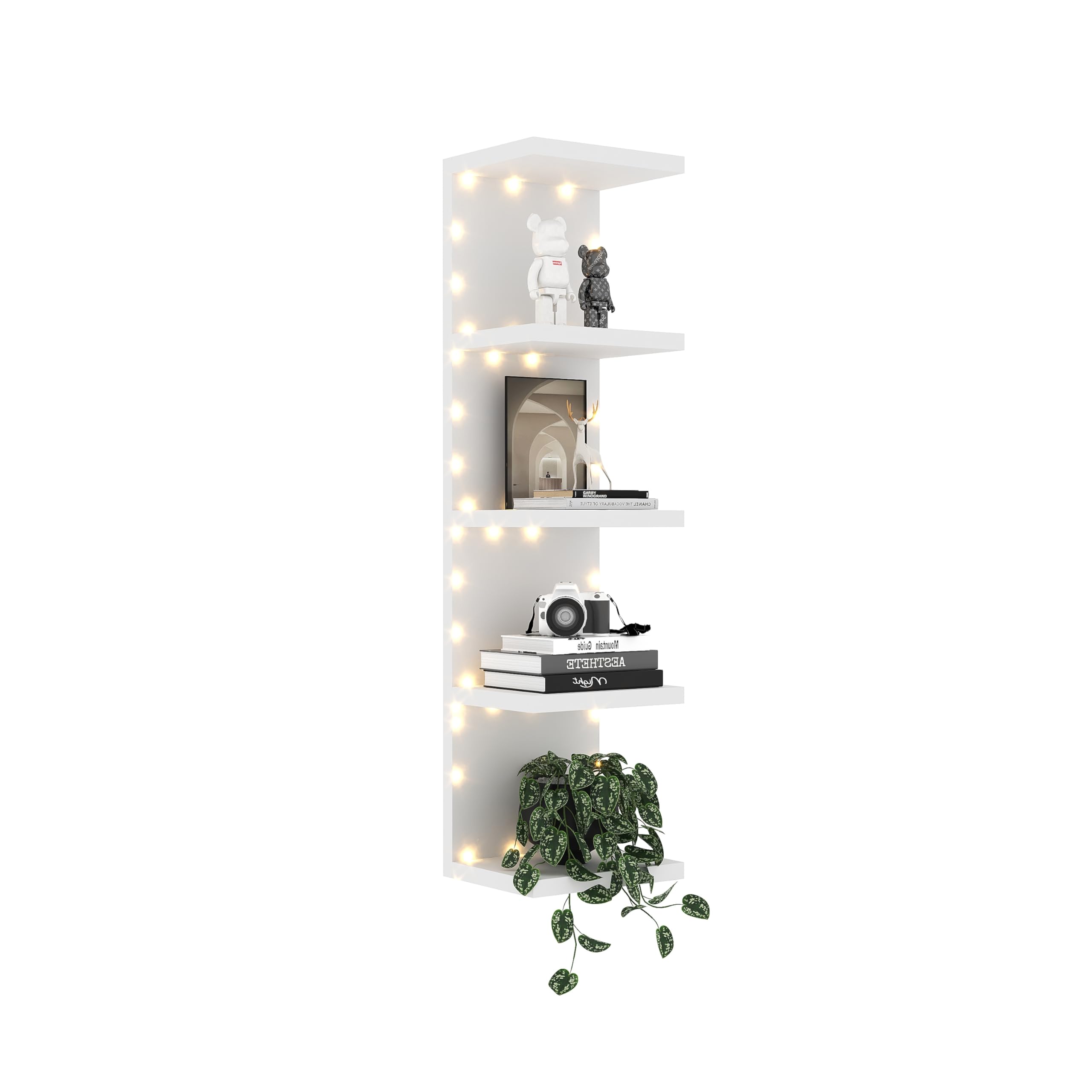LitaEther5 Tier Lack Floating Shelf, White Wall Shelf Unit,Display Shelf