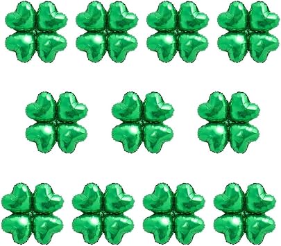 20pcs St. Patricks Day Shamrock Foil Mylar Balloons, Green Four Leaf Clover Balloons for Baby Shower Spring Green St. Patricks Day Birthday Festival Decorations