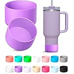 KTKUDY 2Pcs Silicone Boot for Stanley Quencher Tumbler H2.0 30 oz 40 oz & IceFlow 20 oz 30 oz & Intended for Hydro Flask Water Bottle 12-24 oz - Cup Bottom Accessories Fits Stanley Cup, Purple