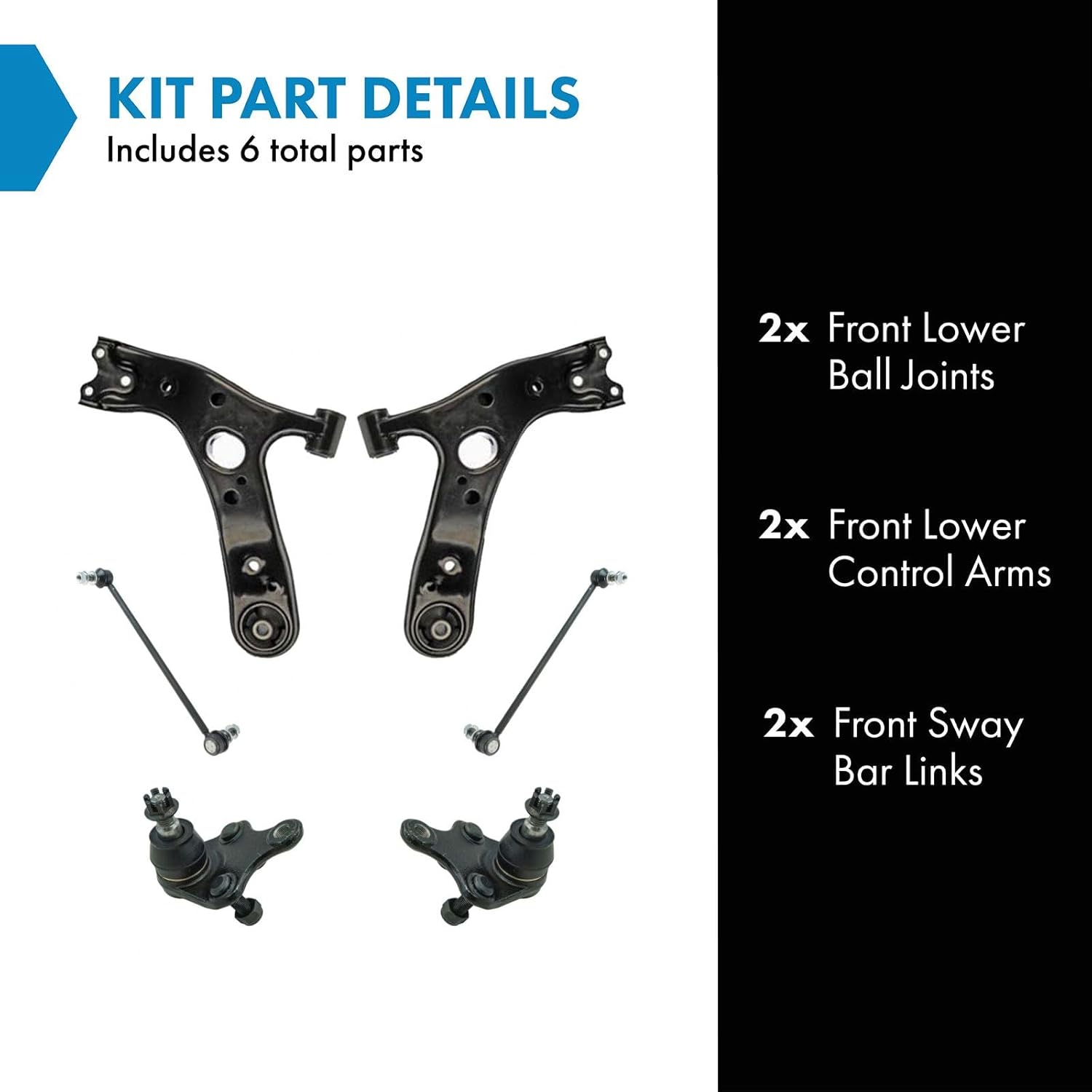 TRQ Front Suspension Kit Ball Joint Control Arm Sway Bar Stabilizer Link Compatible with 10-12 Lexus 08-16 Scion 12-20 Toyota