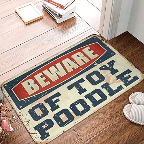 CDSS Grand tapis d'extérieur pour porte d'entrée Beware Of Toy Caniche Tapis d'extérieur pour entrée extérieure Fu (40 x 60 cm)