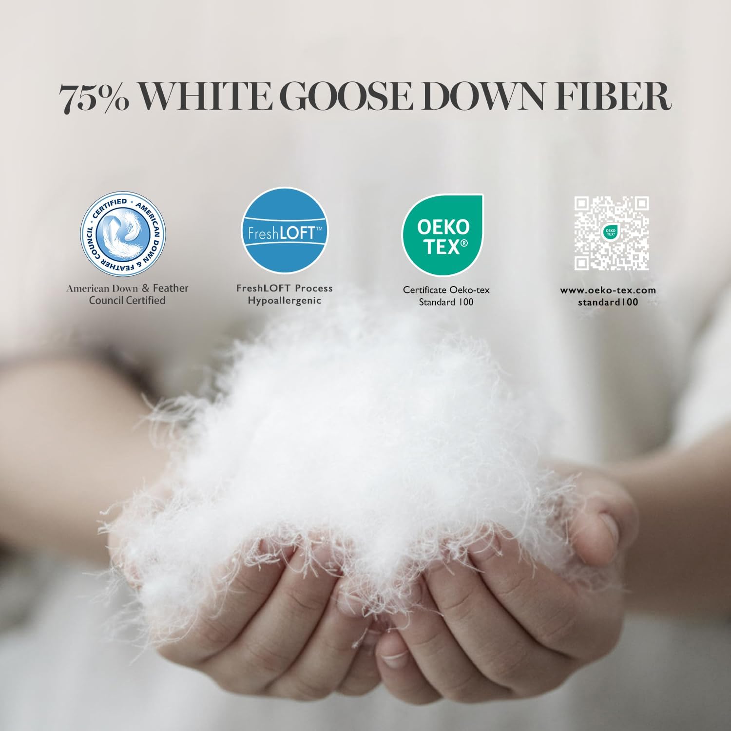 Martha Stewart Goose Down Fiber Cotton Comforter Queen Size, Duvet Insert Queen, Ultra-Soft 1cm Breathable Panel Hotel Collection Hypoallergenic Comforter 42oz All Season Medium Warmth 90x90 - Image 5