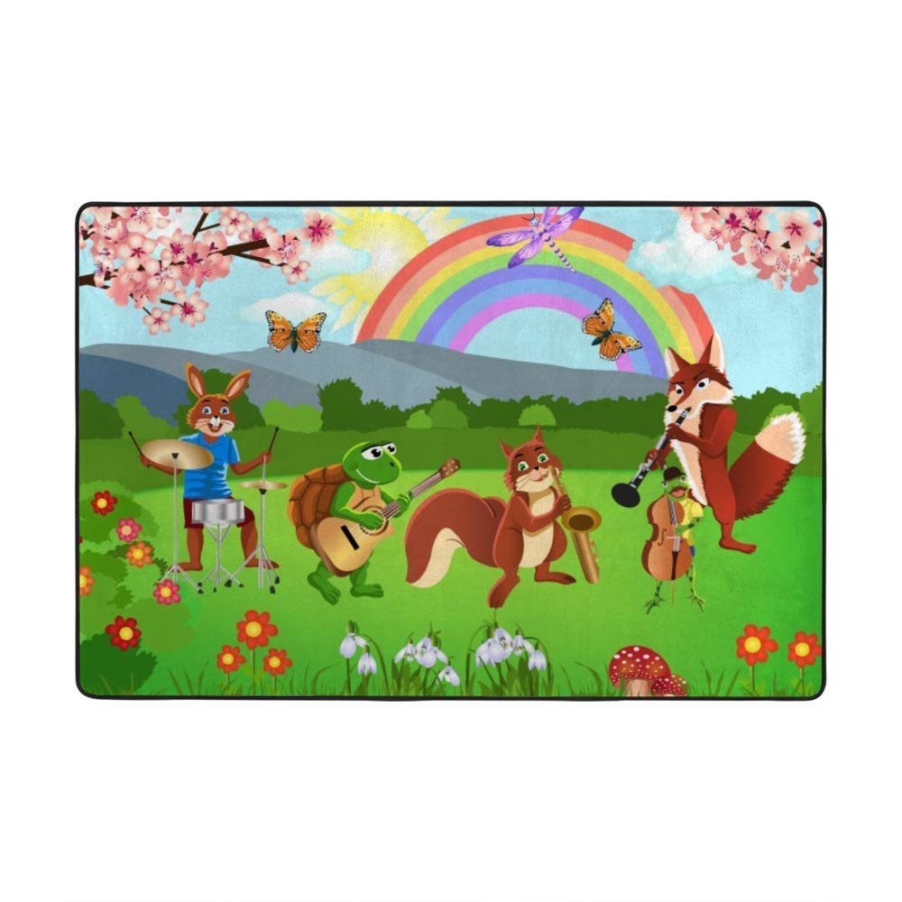 Tapis de conte de fées anti-froid 152,4 x 99 cm avec animaux pour grand salon