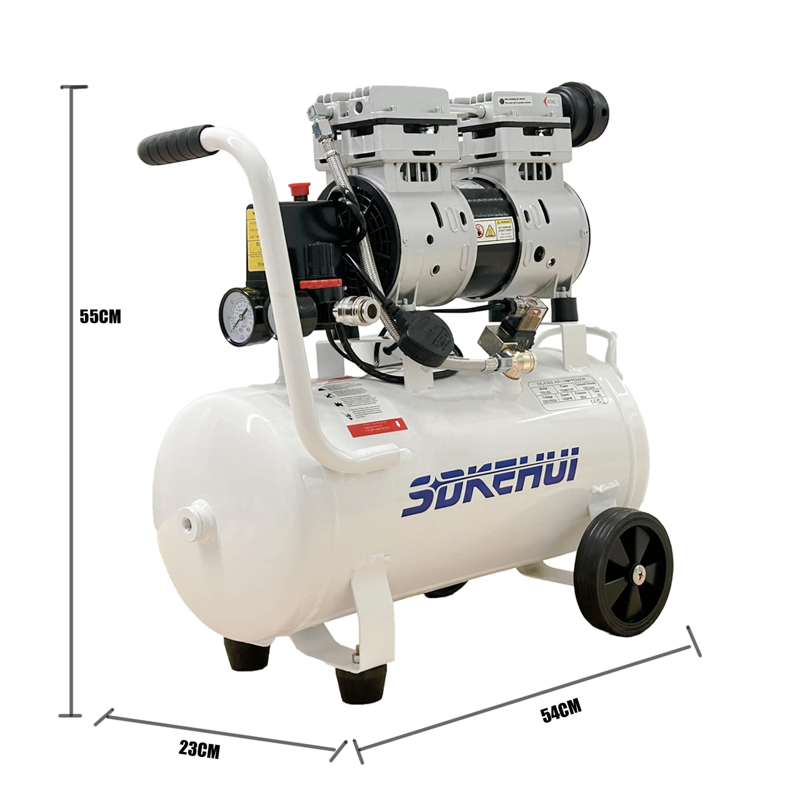 Compresor de Aire Ultra Silencioso 25L Ultra Quiet Air Compressor 750W de Tanque para Reparaciones en el Hogar y con Accesorios Completos