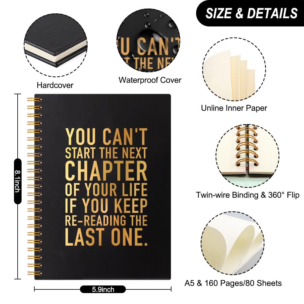 THEBESTU Notizbuch mit englischer Aufschrift "You Can't Start The Next Chapter", 160 Seiten, Hardcover, blanko, lustiges Geschenk für Kollegen, Abschiedsgeschenk