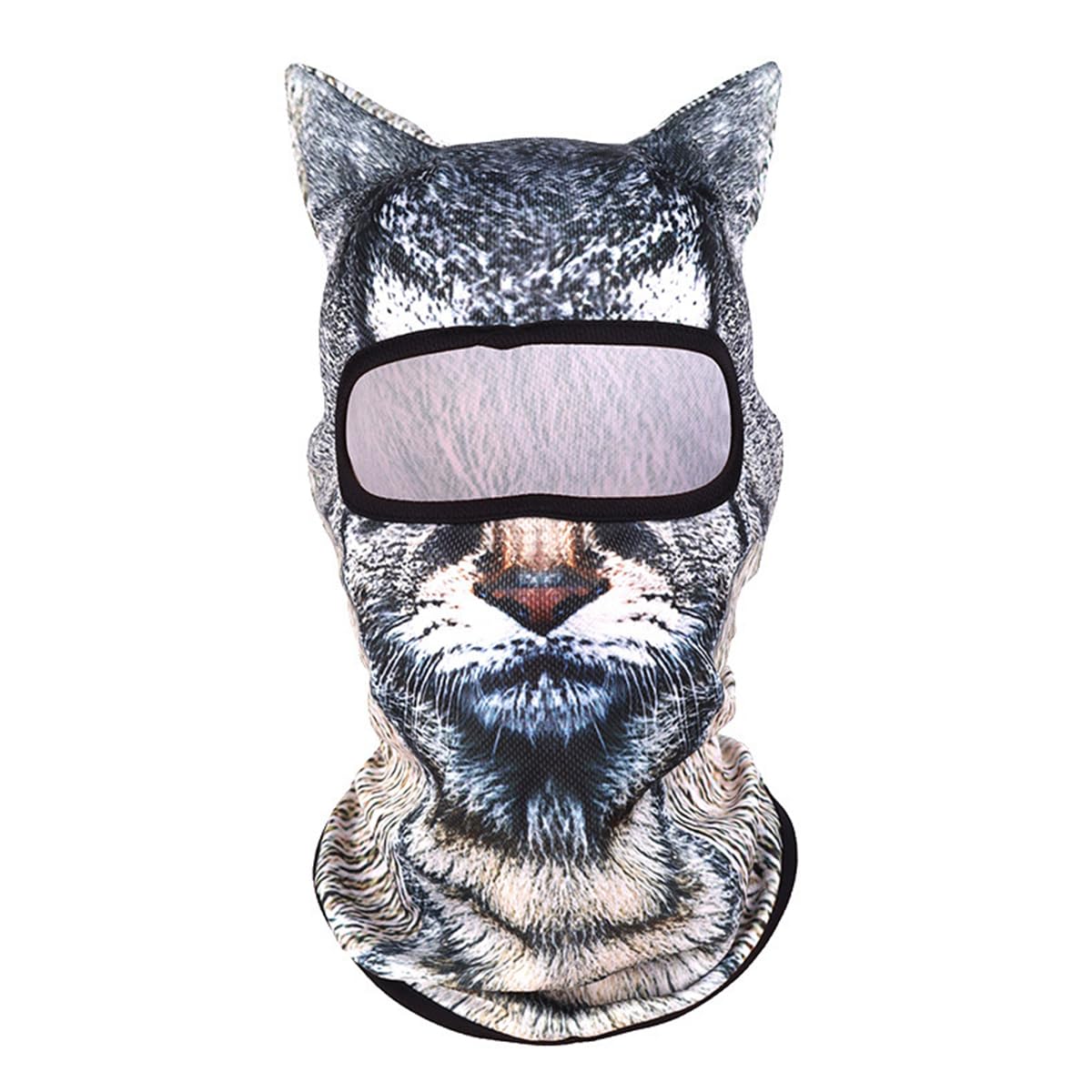 3D Cat Ski Balaclava Face Mask with Ears Cute Full Face Hood Masks Animal Mask Windproof UV Protection Winter Sports Masks with Ears for Bar Music Festivals Party Ski (A)