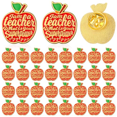 Image of Hoteam Teacher Appreciation Gifts Bulk Apple Lapel Pins Thank You Enamel Brooch Pins Accessories for Teachers Employee