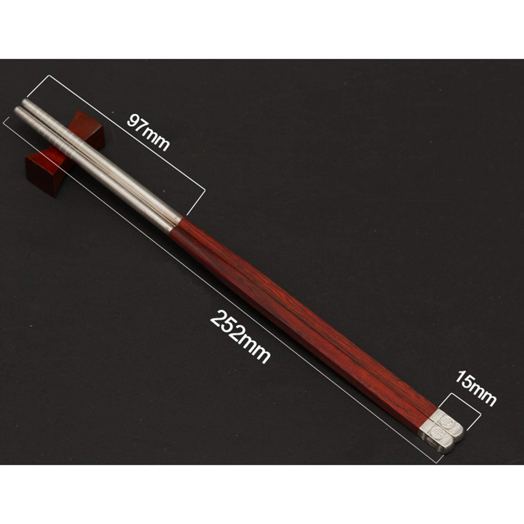 Baguettes réutilisables Baguettes réutilisables en Bois et Argent Sterling 999, Baguettes allongées en métal, Baguettes japonaises et coréennes, 2 Paires, avec Coffret Cadeau en Bois Massif